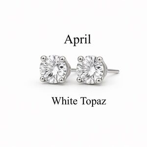 3mm White Topaz Stud Earrings | April Birthstone